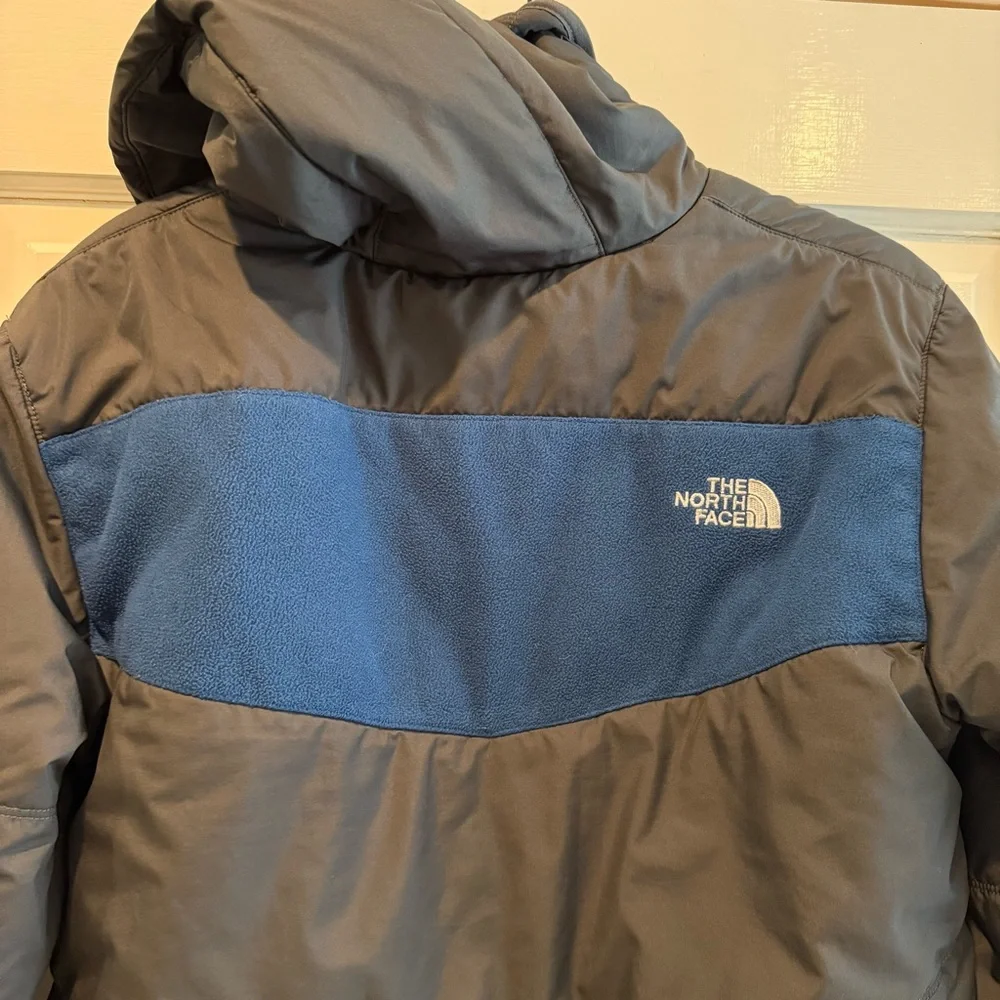 The North Face Full Zip Reversible Jacket Blue Grey‎ Boys Size Large 14/16 FLAW